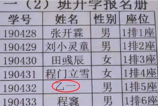 小学生独特“名字”走红连名带姓一共2笔老师：我念不出口