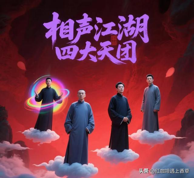 目前相声界四家民营社团：1、德云社2、葫芦社3、听云轩4、高兴社(图1)