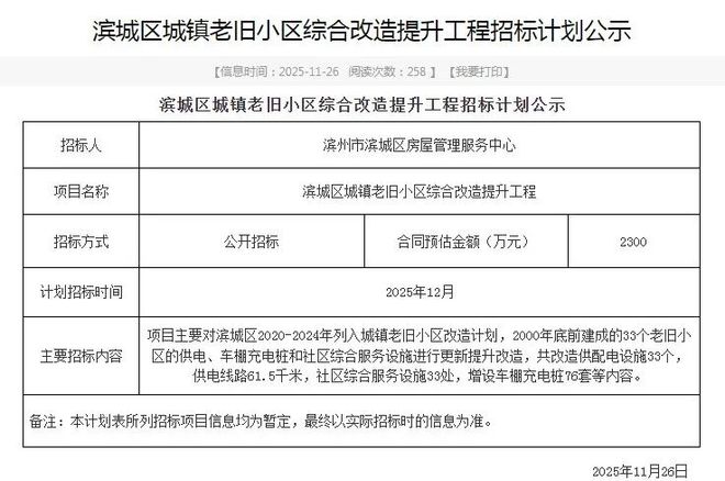 九游娱乐NineGame：定了！滨城区33个老旧小区将提升改造！